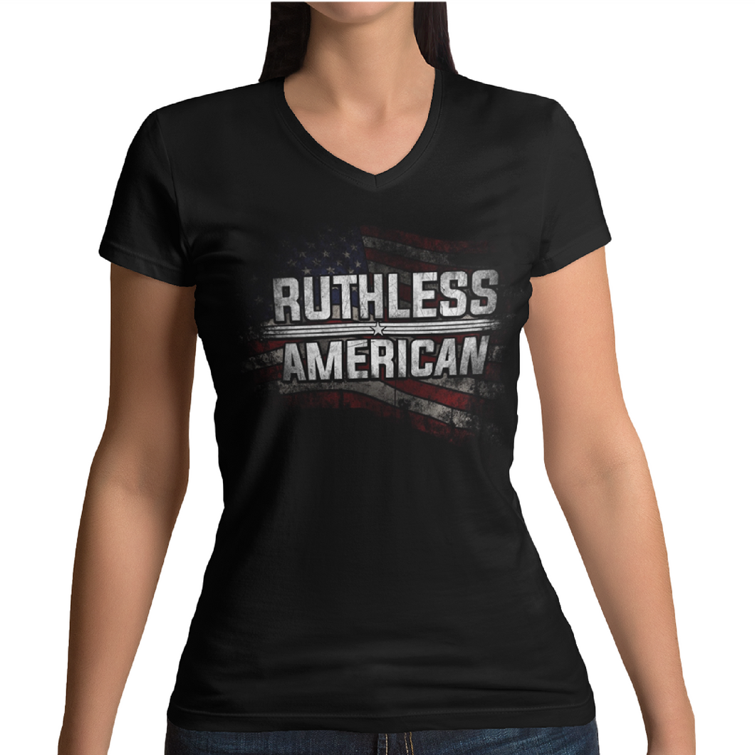 Women's Ruthless American Flag - V-Neck