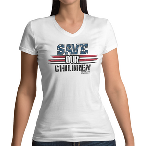 Women's Save OUR Children Red White & Blue - V-Neck