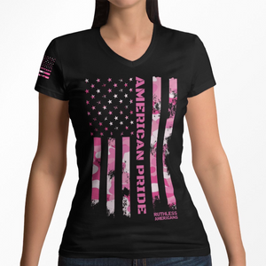 Women's American Pride Tactical Pink Camo - V-Neck