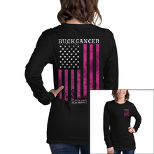 Load image into Gallery viewer, Women&#39;s Buck Cancer Flag - L/S Tee
