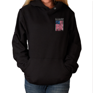 Women's Buck Cancer Flag Red White & Blue - Pullover Hoodie
