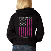 Load image into Gallery viewer, Women&#39;s Buck Cancer Flag - Zip-Up Hoodie
