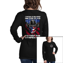 Load image into Gallery viewer, Women&#39;s Keep The Stripes Red - Cowboy - L/S Tee
