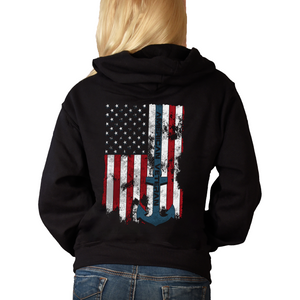 Women's American Veteran - Navy - Pullover Hoodie