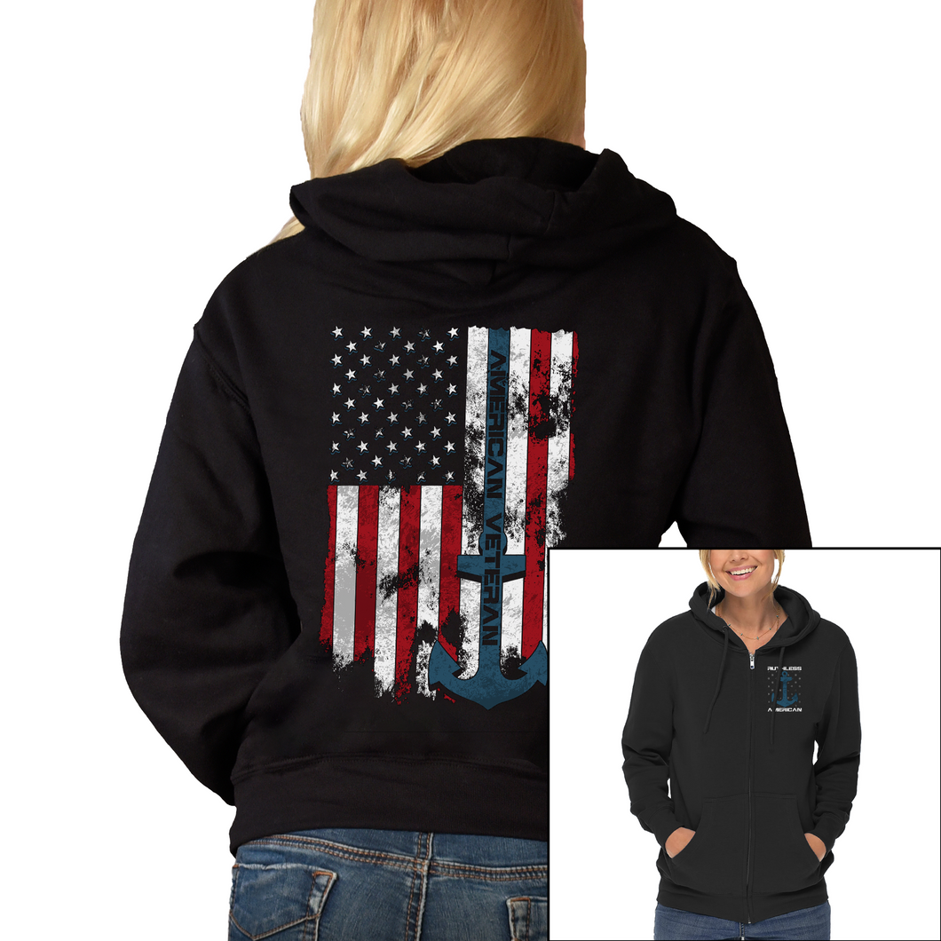 Women's American Veteran - Navy - Zip-Up Hoodie