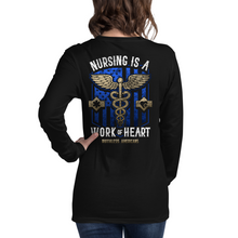Load image into Gallery viewer, Women&#39;s Nursing Is A Work Of Heart - Blue - L/S Tee
