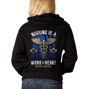 Women's Nursing Is A Work Of Heart - Blue - Pullover Hoodie