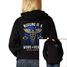 Load image into Gallery viewer, Women&#39;s Nursing Is A Work Of Heart - Blue - Pullover Hoodie
