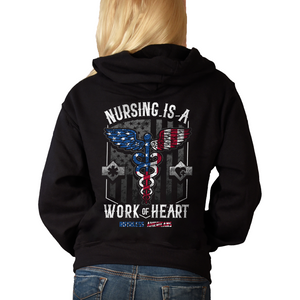 Women's Nursing Is A Work Of Heart - USA - Pullover Hoodie