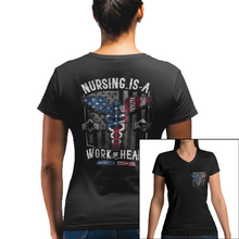 Load image into Gallery viewer, Women&#39;s Nursing Is A Work Of Heart - USA - V-Neck
