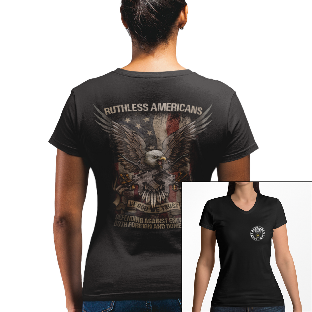 Women's Ruthless Defender Army - V-Neck – Ruthless Americans