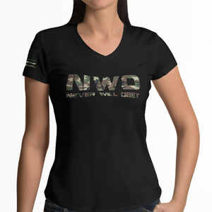 Women's Never Will Obey - Camo - V-Neck