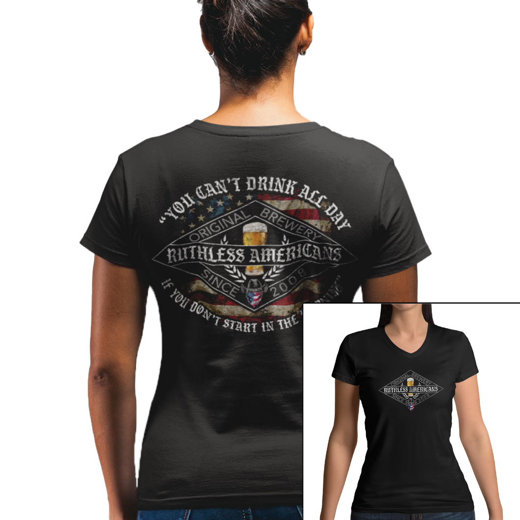 Women's You Can't Drink All Day - Cowgirl - V-Neck