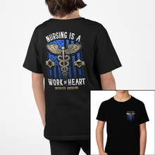 Load image into Gallery viewer, Youth Nursing Is A Work Of Heart Blue - S/S Tee
