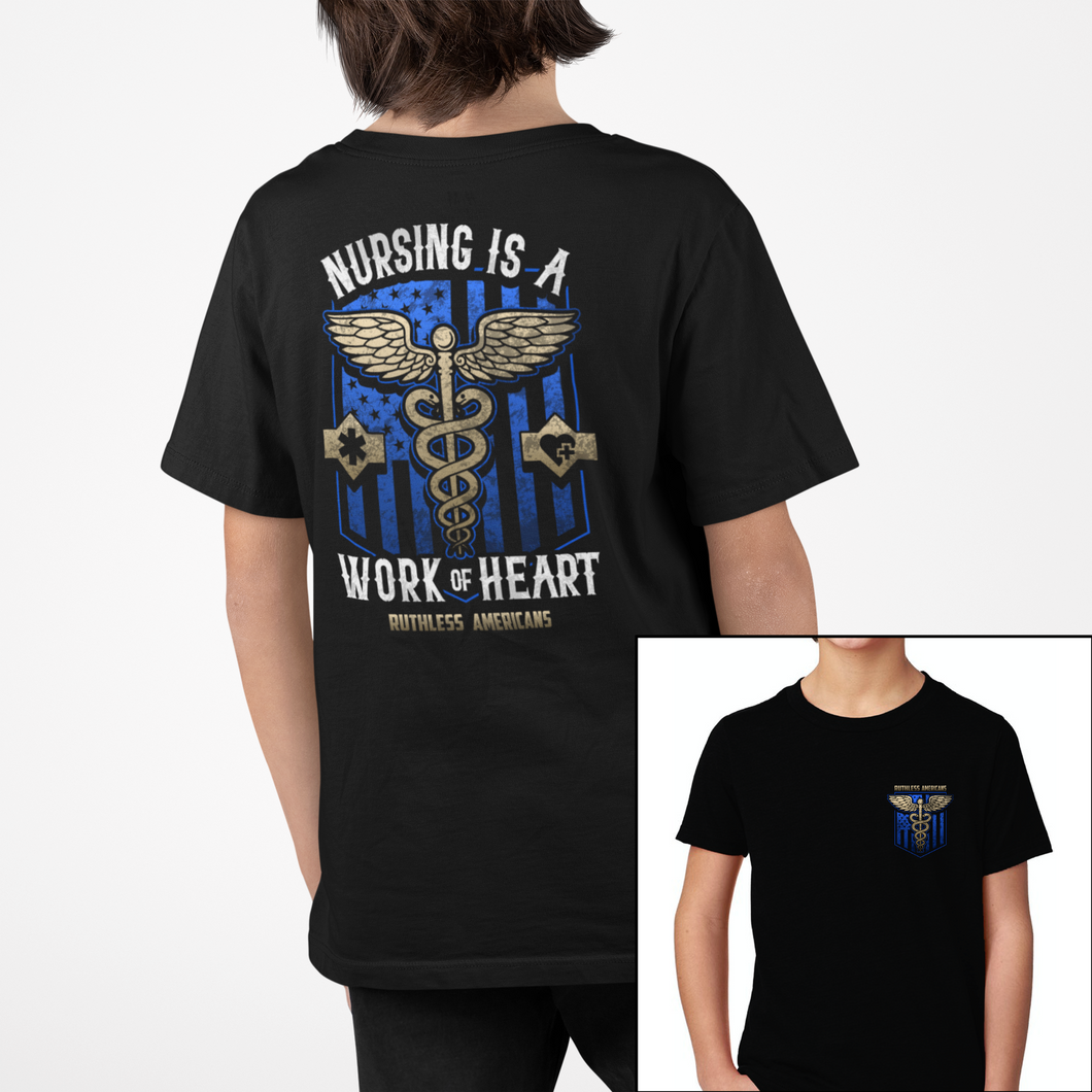 Youth Nursing Is A Work Of Heart - Blue - S/S Tee
