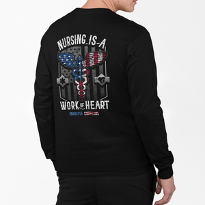 Nursing Is A Work Of Heart - USA - L/S Tee