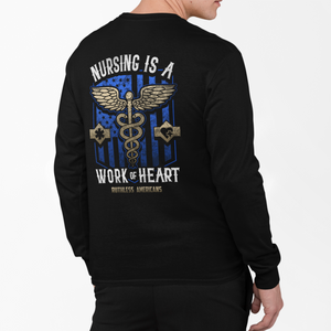 Nursing Is A Work Of Heart - Blue - L/S Tee