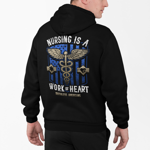 Nursing Is A Work Of Heart - Blue - Pullover Hoodie