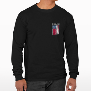 Buck Cancer Flag Red White & Blue - L/S Tee