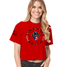 Load image into Gallery viewer, Women&#39;s Land of the Free Cowgirl - Crop Top
