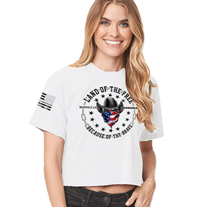 Women's Land of the Free Cowgirl - Crop Top